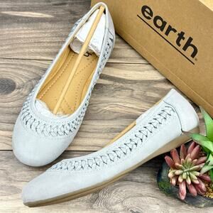 NIB Earth Jett 9M Leather Comfort Ballet Flats Light Blue